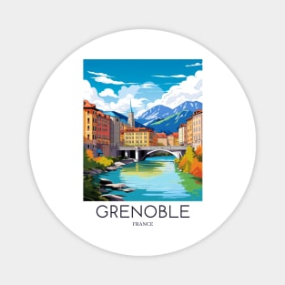 A Pop Art Travel Print of Grenoble - France Magnet